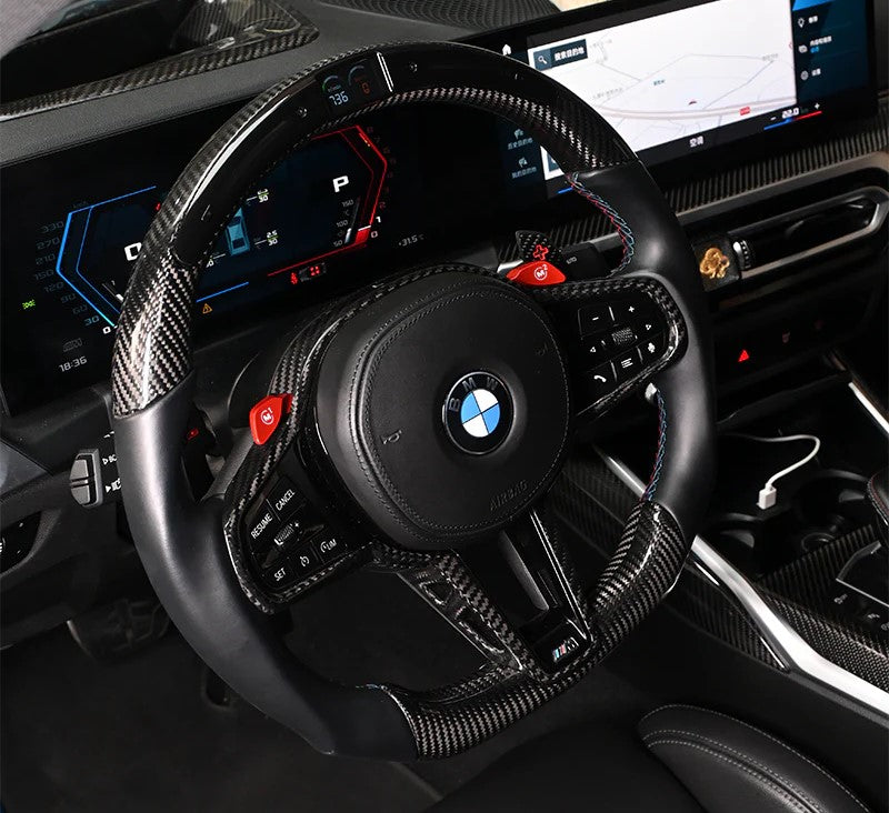 Dry Carbon Fiber Steering Wheel With LED Screen Display For BMW G80 M3 G82 M4 G87 M2 (kopie)